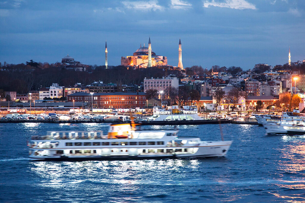 Istanbul Photo Tour, Golden Horn at night with Hagia Sophia on the background taken, Istanbul Photography Workshop