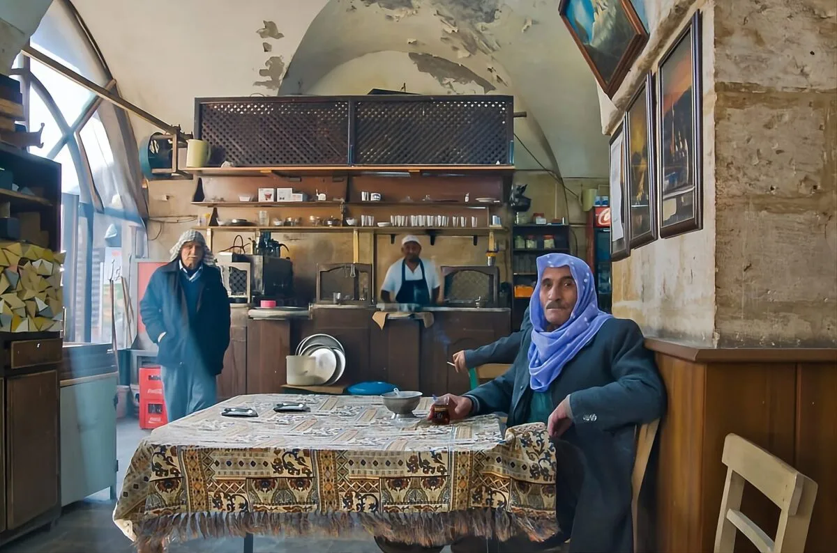 Locals in a traditional kahve (cafe) in Urfa city, taken during Turkey Photography Tour in Mesopotamia.